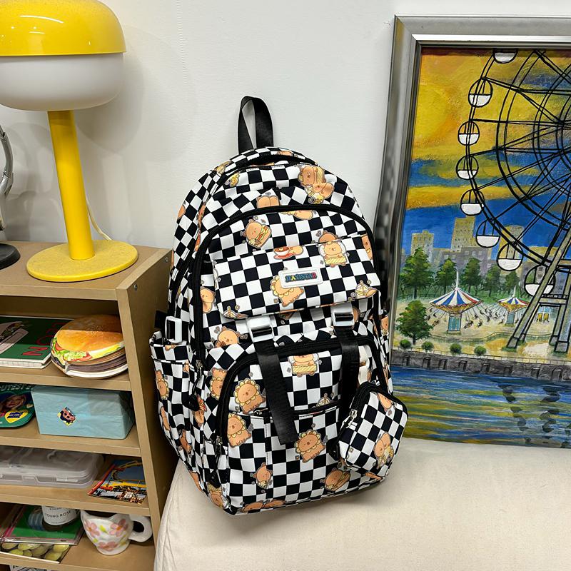 Printed Student Schoolbag Women's Large Capacity Travel Backpack with Coin Purse