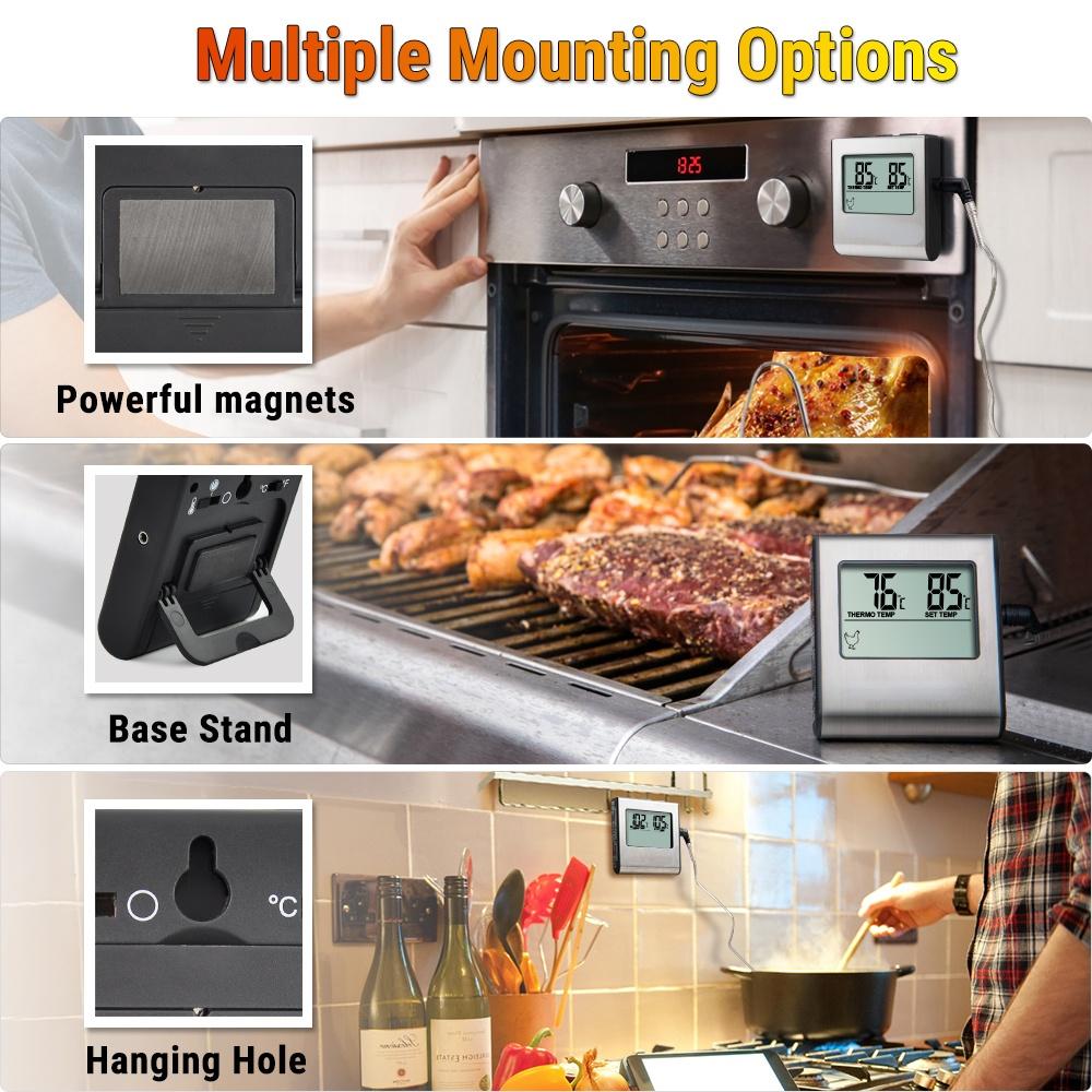 Digital Barbecue Meat Thermometer for Oven Thermomet with Timer Meat Probe Cooking Kitchen Thermometer for Meat Food Thermometer