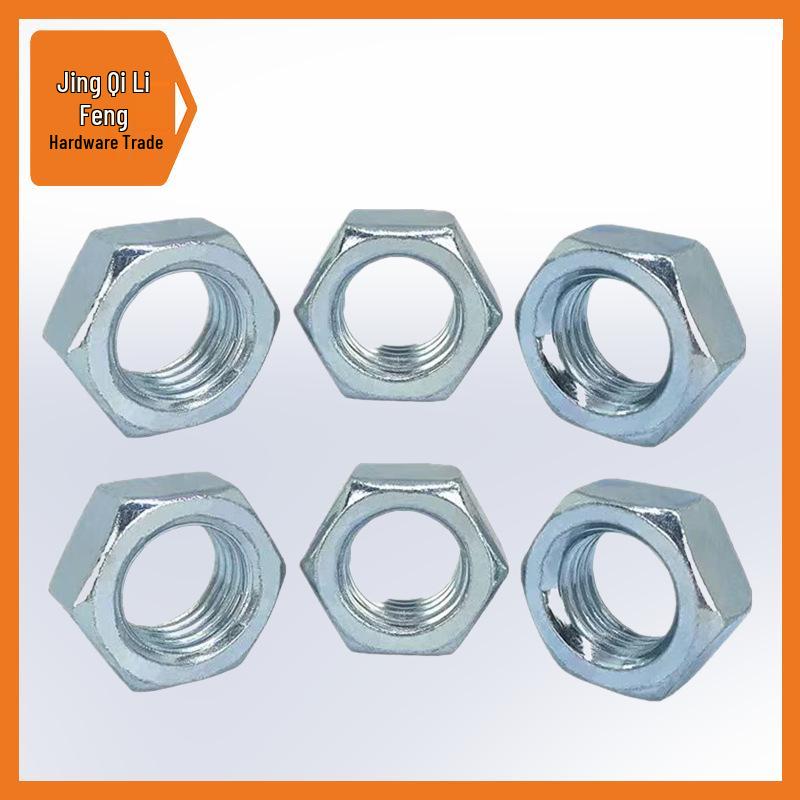 GB 4.8 Grade Blue-White Zinc Plated Galvanized Carbon Steel Hex Nut