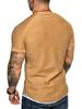 European & American Men's Slim Fit Crew Neck Pleated T-Shirt - Solid Color, Casual Short Sleeve