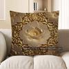 2D Gorgeous Gold Floral Patterned Pillow Covers Pattern Cushion Cover Suitable For Sofa Bedroom Car Pillow Cover