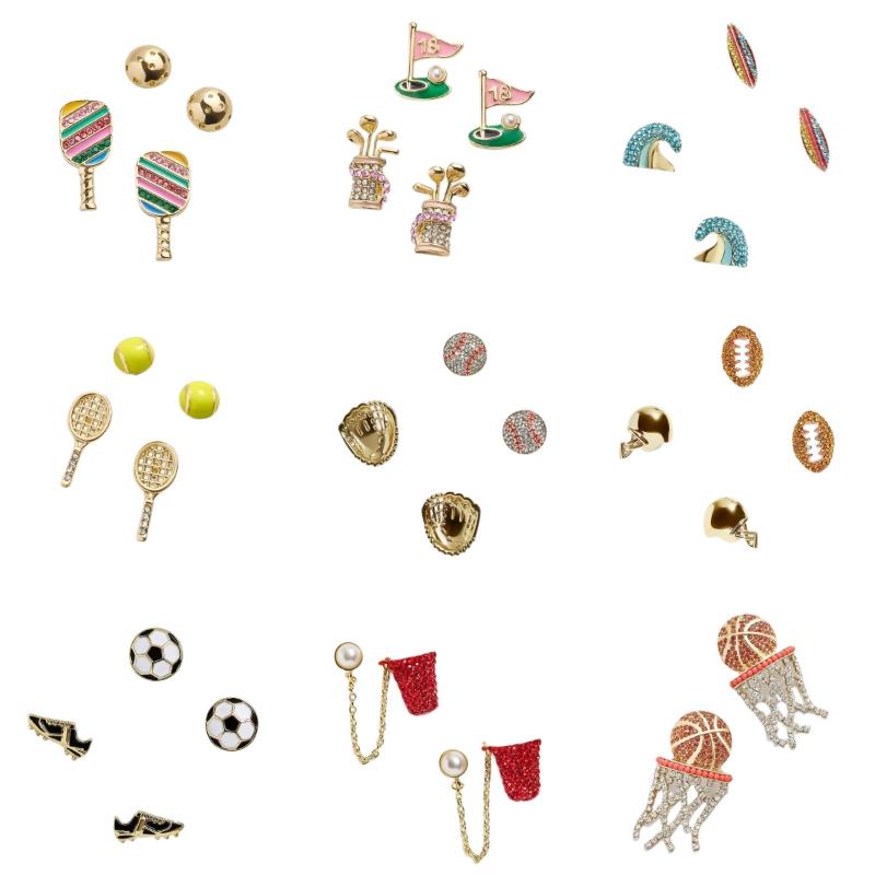Creative Sports Series Design Stud Earrings For Women Small Cute AsymetricTennis Racket Basketball Golf Earring Fashion Jewelry