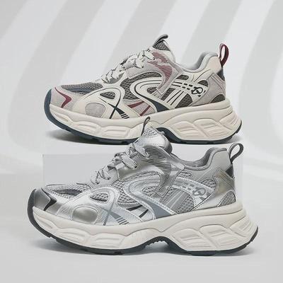 2025 Women's Retro Dad Shoes: Lightweight, Thick Sole, Non-Slip, Height-Enhancing, Breathable, Soft Sports Casual Sneakers.