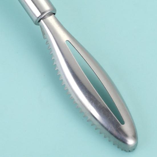 Stainless Steel Fish Scale Scraper with Splash Guard Ergonomic Handheld Descaler Tool