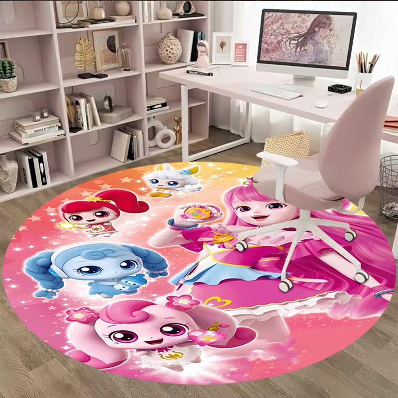 1pc Catch Teenieping Magic Sweethear (3) Print Round Carpet Chair Round Carpet Suitable for Bedroom Living Room Home Decorative Carpet
