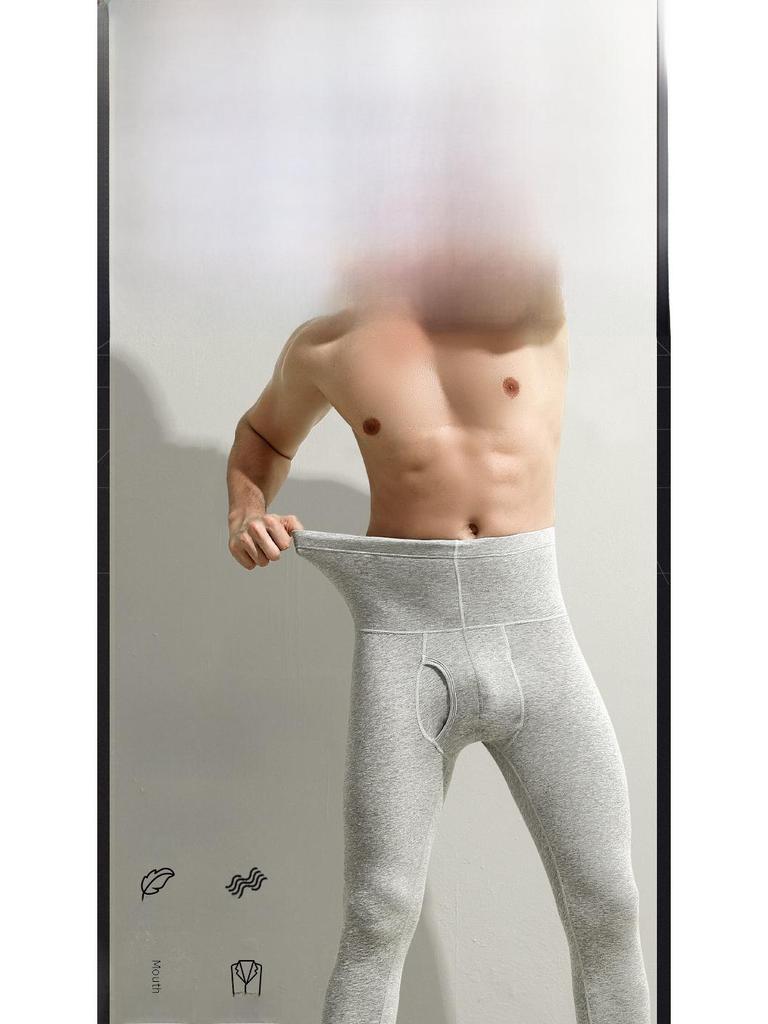 Men's High-Waist Cotton Trousers - Warm, Cozy, and Tight-Fitting for Autumn/Winter