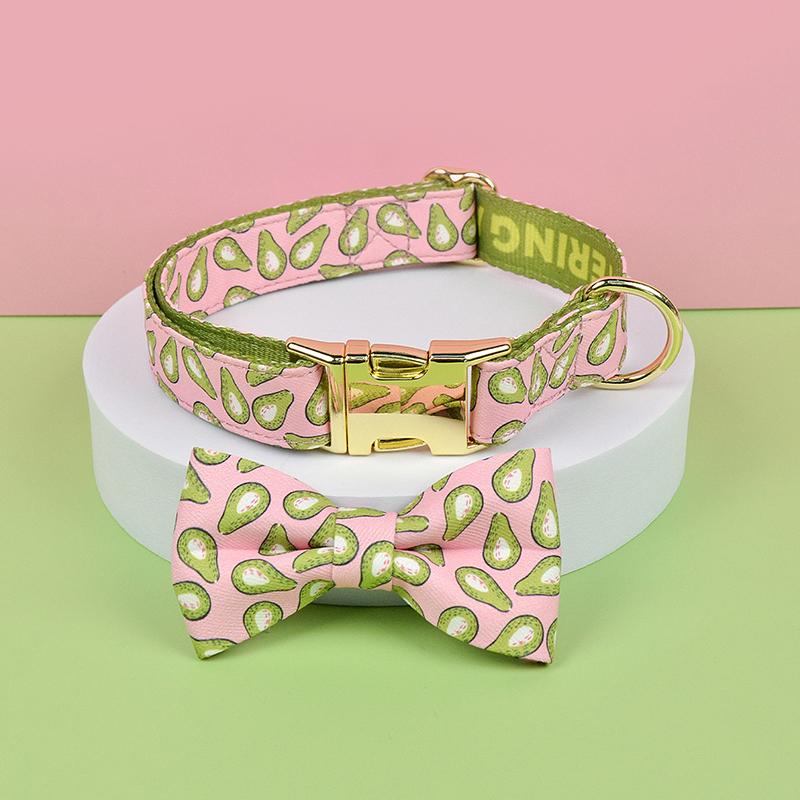 1 Pcs Pet Collar With Bow Tie Collar Valentine's Day and New Year Gifts Cute Double Side Printed Necklace Pet Collar