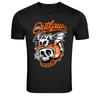 Outlaw Biker Skull Bat Graphic T-Shirt Motorcycle Rider Tee