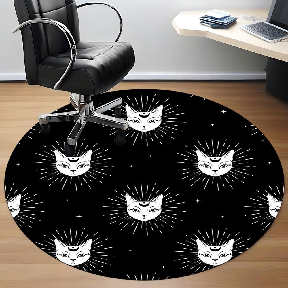 1PC Cat Moon Office Round Area Rug, Indoor Mat Suitable For Office, Under Office Chairs Bedroom Living Room Home Decor, Room Deco 194