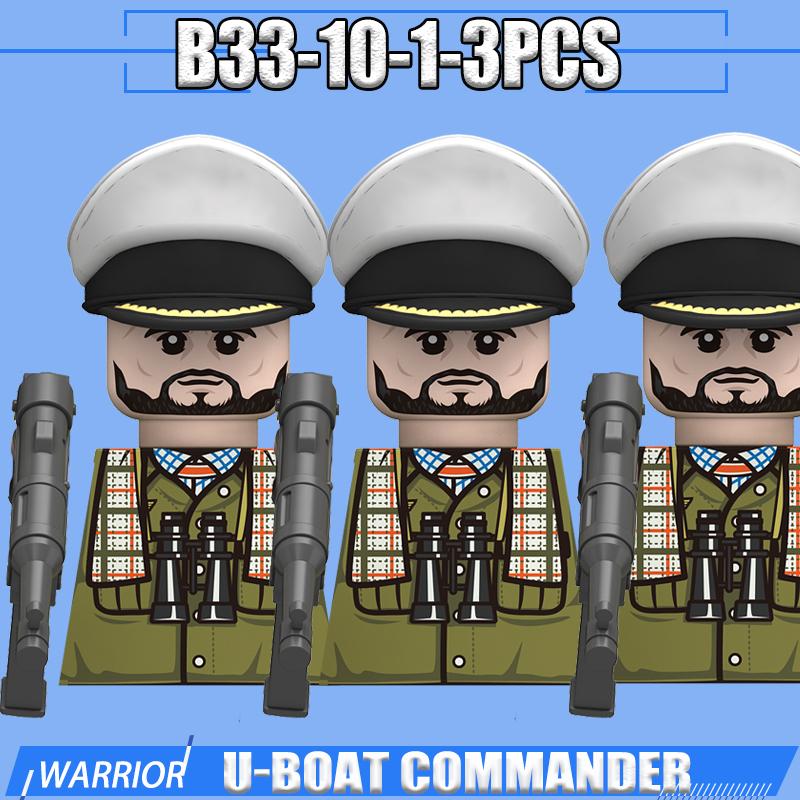 WW2 Military Navy Soldier Figures Building Blocks Leader Army Warrior Boat Commander Artillery Accessories Gun Bricks Toys Gifts