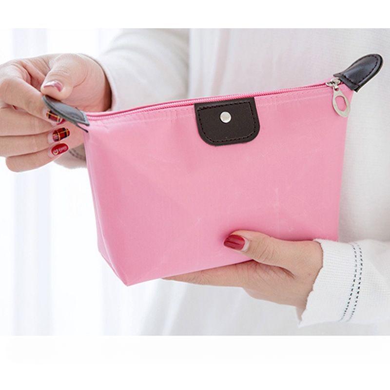 Women's Folding Dumpling Bun Candy colored Cosmetics Storage Makeup Bag Multi functional Travel Portable Handheld Women's Bag