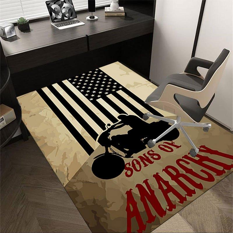 1pc Sons of Anarchy themed Office Carpet Chair Mats - durable polyester rug for home theater, office, dorm room decor - tA28 60cm by 90cm