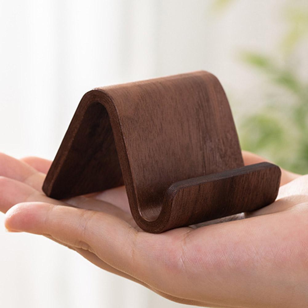 Soporte de Teléfono de Madera de Nogal Ángulo de Visión de 60 Grados Soporte de Escritorio para Smartphone Estante Expositor de Tarjetas de Visita
