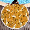Bird Flower Print Round Beach Towel Microfiber Circle Bath Towels Quick Dry Absorbent Pool Towels Sand Free Shawl Beach Blanket