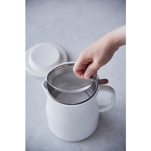 Nodahoro Enamel Oil Pot, Heat-Resistant, 800ml, Made In Japan, Rocapo White, NOL-800