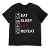 Eet slaap lift herhaal T-shirt grappige meme t-shirts tees grafisch t-shirt zomer tops heren kleding