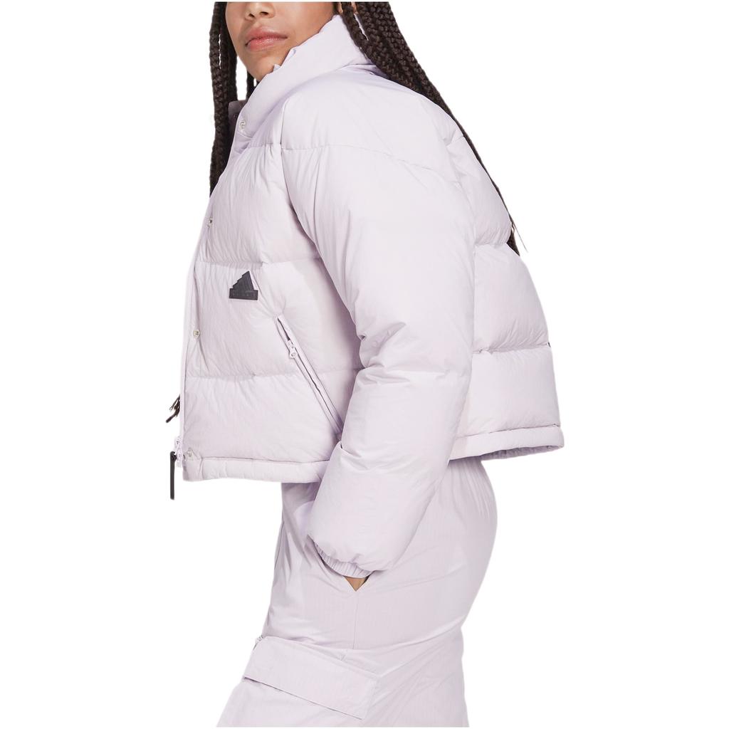 Adidas Puffer Jacket With Stand Collar And Zip Women Outerwear Purple HM2902