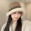 Autumn and winter suede plush warm face small bucket hat woman
