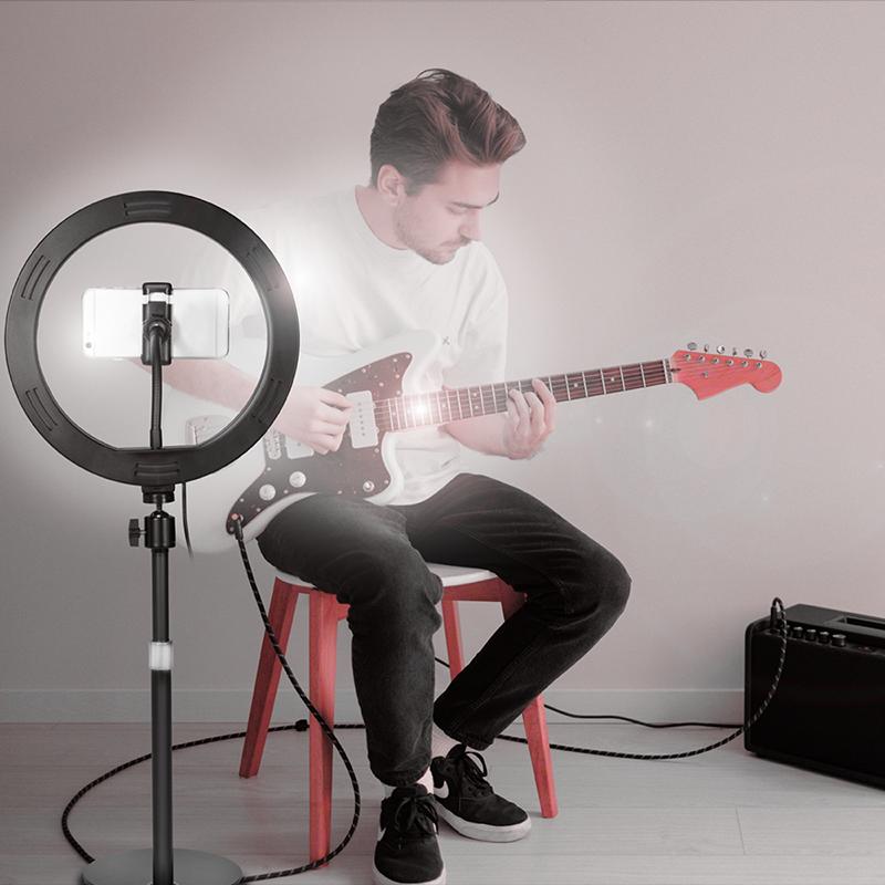 LED ring lamp LogiLink tripod height 40cm BT remote control for smartphone