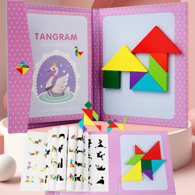 Children's Wooden Magnetic Tangram Puzzle - Educational Toy for Early Intellectual Development
