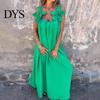 Three-dimensional Flower Design Dress Women 3D Rose Decor Shoulder Strap Sleeveless Pleated Slip Summer Long Loose Solid Color Backless Maxi for Beach