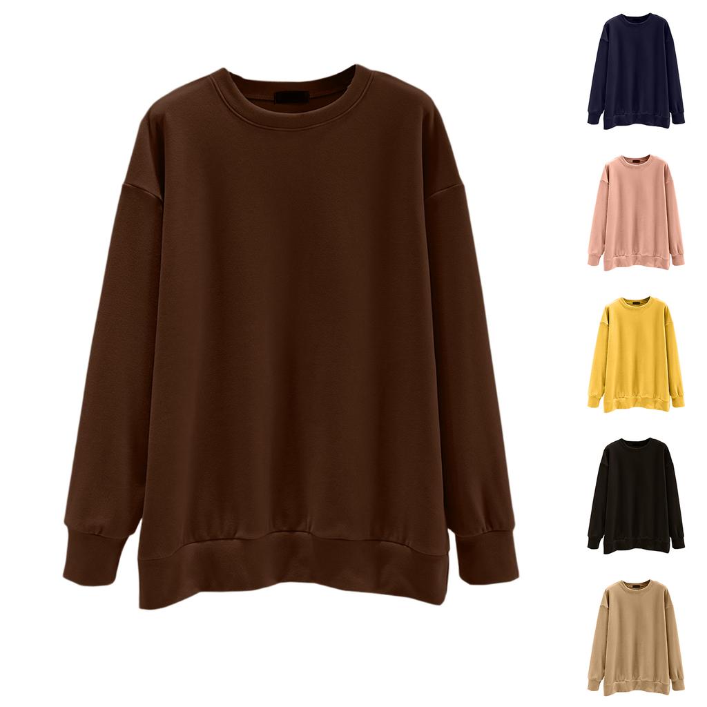 Ladies' Loose Comfortable Casual Fashionable And Warm Underwear With Seamless Round Neck And Thick Velvet Top