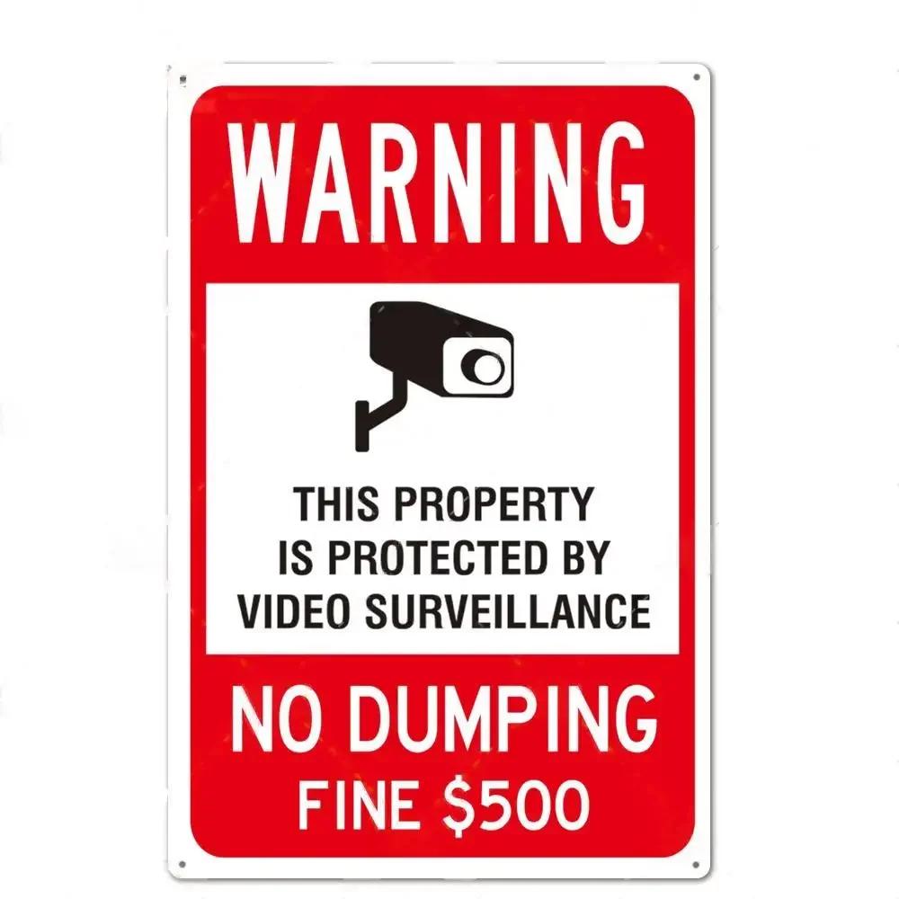 Putuo Decor No Trespassing Tin Signs Warning Plaque Metal Video Surveillance Wall Art Poster Plate Yard Iron Painting Sticker
