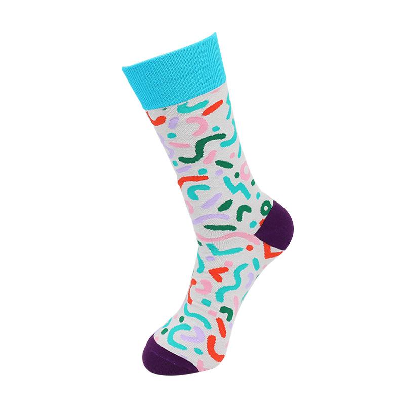 Men's Large Size New Colorful Geometric Pattern Sport Tube Socks