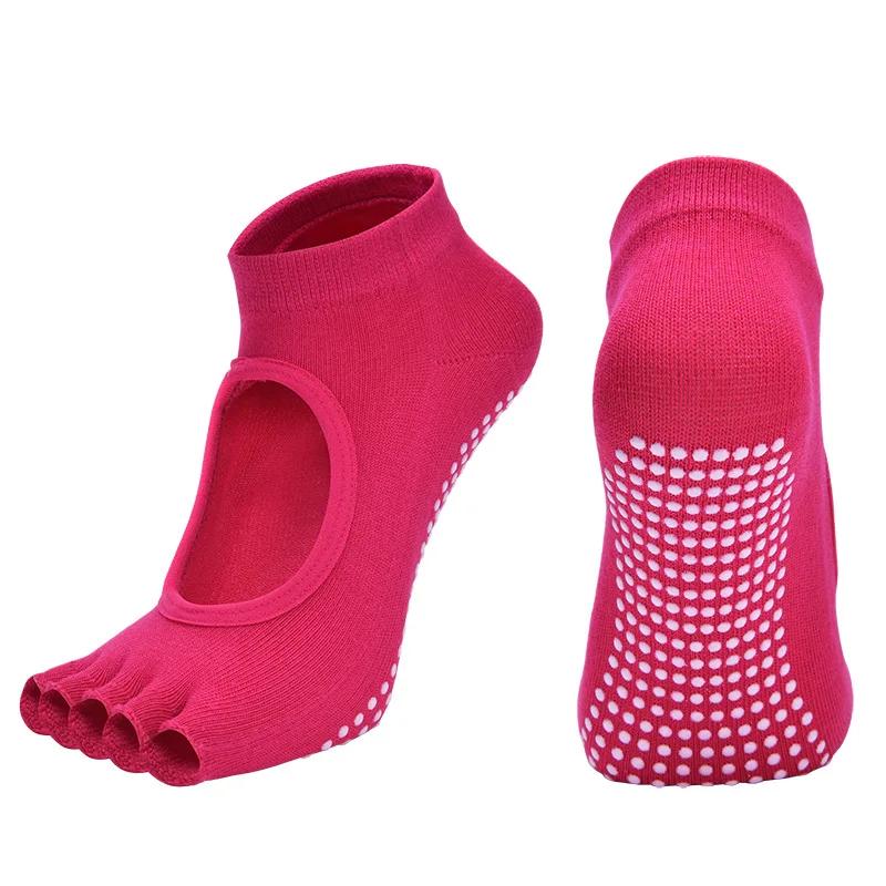 Women Cotton Yoga Backless Five Toe Socks Breathable Anti-Slip Silicone Sport Pilates Socks Gym Fitness Ballet Slippers Dance