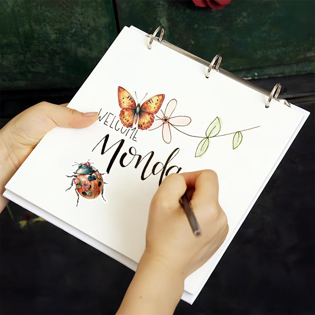 18pcs/lot Cute Watercolor, Autumn, Garden, Butterfly, Insect Stickers,Handbook Scrapbooking And Art, Decoration Mobile Phone