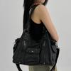 Women's Fashion Washed Distressed Y2K  Girl Motorcycle Bag Large Capacity Multi-pocket Shoulder Crossbody Handbag