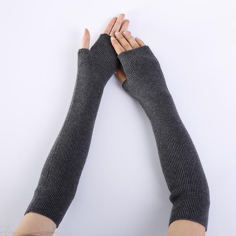 1 para rękawków jesienno-zimowych ocieplaczy na ramiona, outdoorowe długie rękawiczki bez palców na nadgarstek, miękkie w jednolitym kolorze, chroniące przed zimnem, rękawy na kostkę i nadgarstek