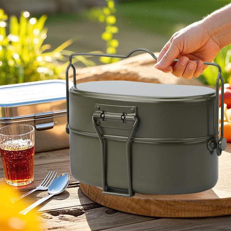 Outdoor CampingMessKit Multifunction Proper Size Aluminium Alloy PortableMilitary  Mess Kit for Camping Hiking Outdoor Cooking