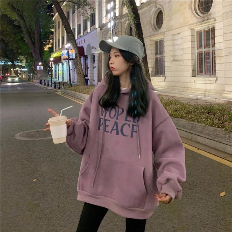 

Женские свободные свитера с длинным рукавом и капюшоном с круглым вырезом, женские топы, однотонные толстовки M