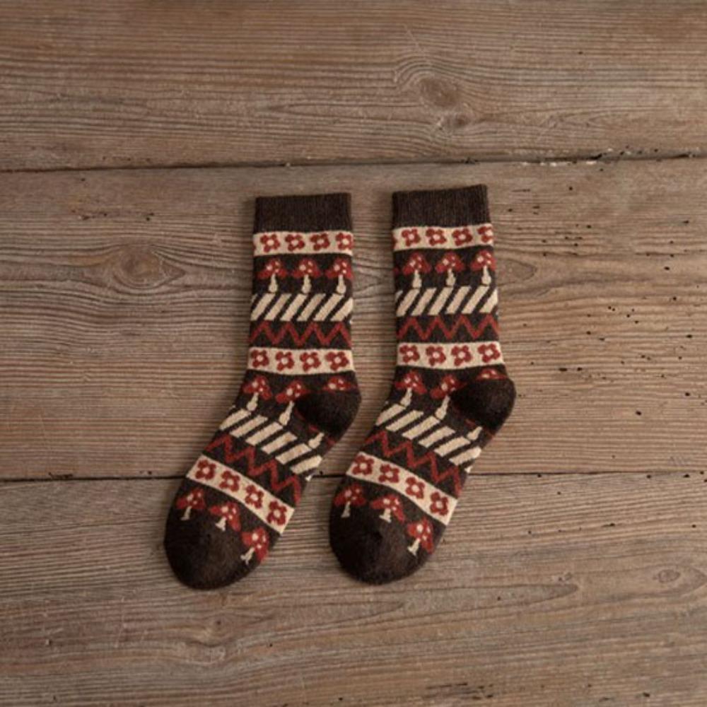 

Теплые носки-трубочки, хлопковые милые носки в шахматном порядке с грибами, модные повседневные носки