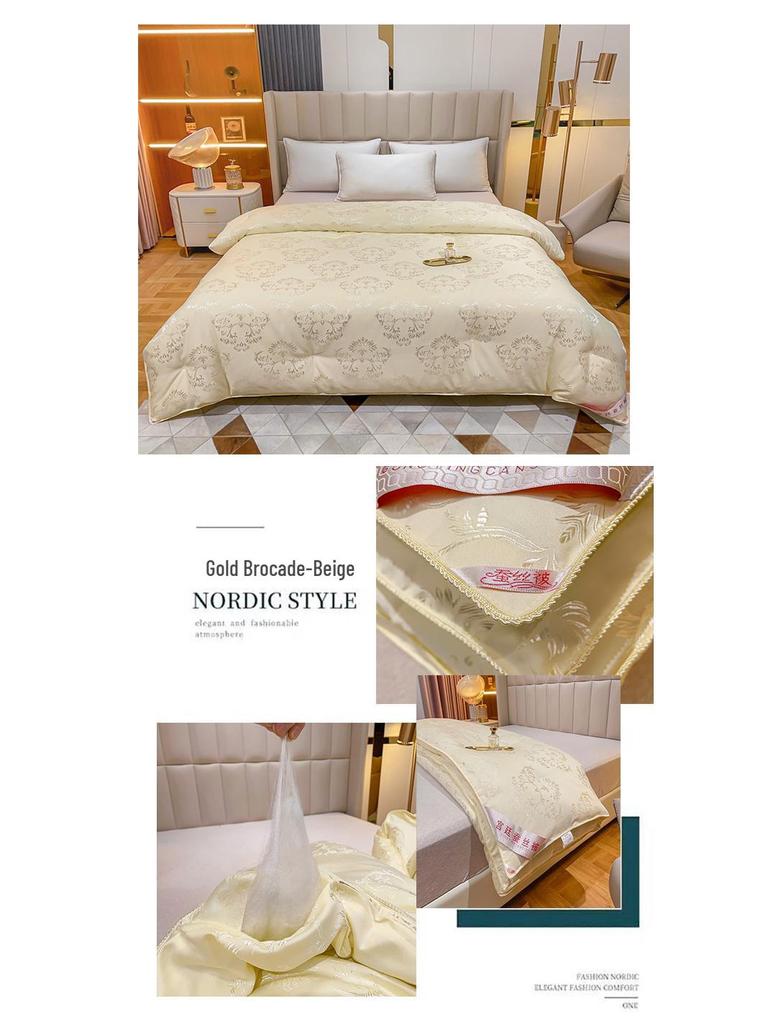 Pure Cotton & Mulberry Silk Jacquard Quilt - All-Season, Spring, Autumn, Winter, Mother-Child Gift Quilt