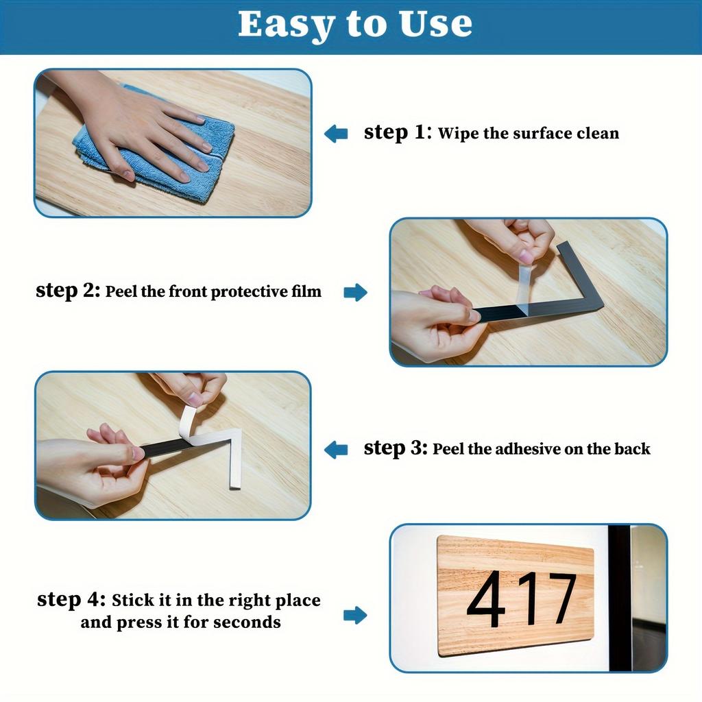 1pc Modern Black Self-Adhesive Acrylic House Number 7 - Easy Install, No Battery Required, Plastic Surface Mount Address Sign for Home