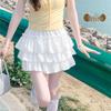 Solid Color Ruffled Anti-Exposure Fluffy Mini Skirt - Women's Summer Sweet & Spicy Style