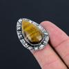 Gift For Women Promise Ring Size 7.5 925 Silver Natural Iron Tiger Eye Gemstone