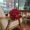 Hand-Knitted Tulip Floral Rose Sofa Throw Blanket