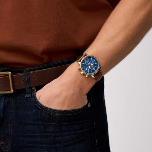 Fossil Men's RHETT Multifunction Gold-Tone Stainless Steel Watch, BQ2848