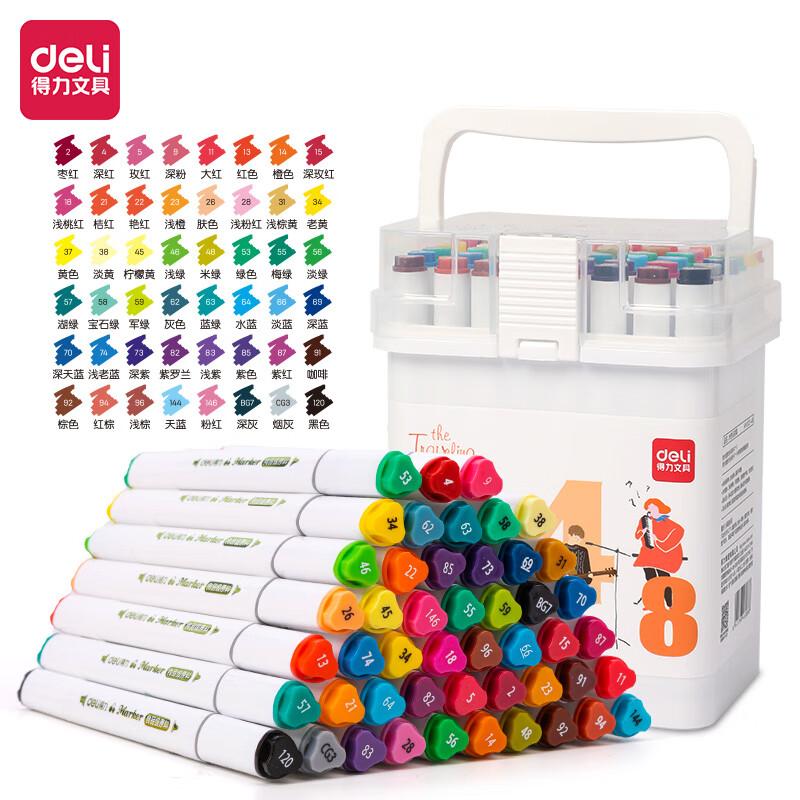 Deli Food Grade Mark Pen, Children's Fine Triangle Rod, Double Headed Water based Color Pen, Student Art Special Drawing