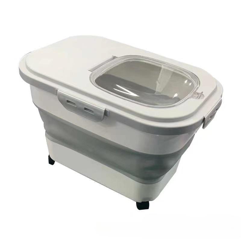 Collapsible with Wheels Cat Dog Food Storage Container Dry Pet Food Box with Lids Airtight Sealing Kitchen Grain Storage Boxes