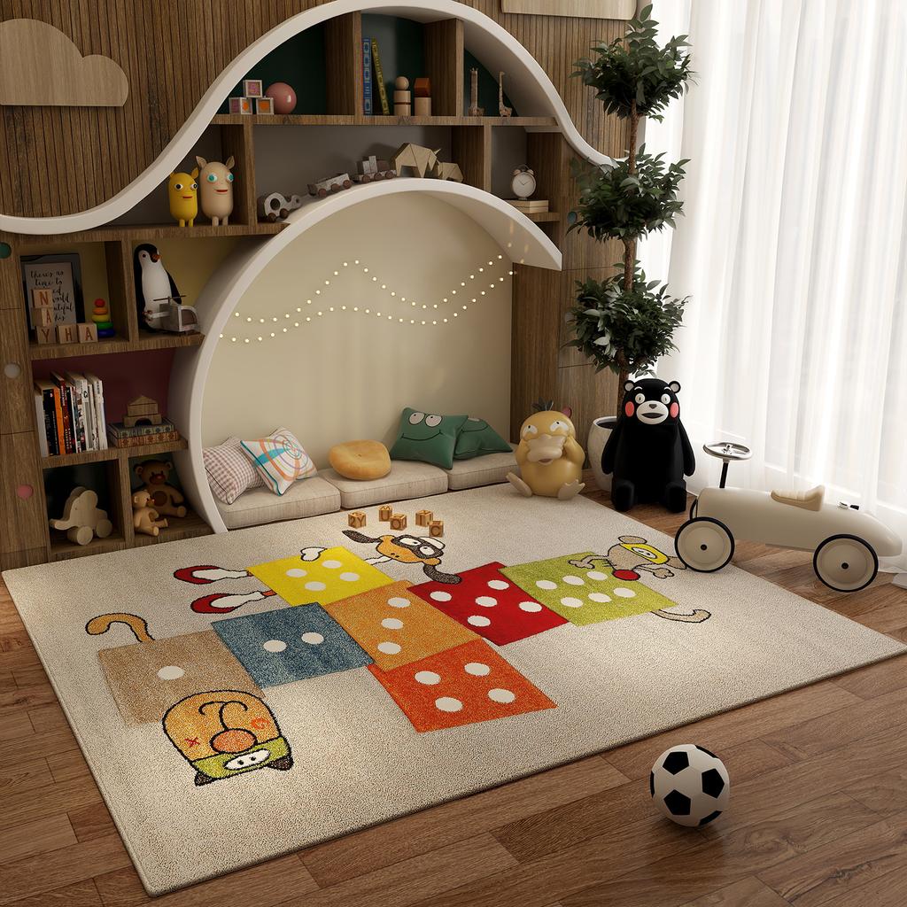 Dinosaur Print Carpet Cartoon Animal Print Living Room Decor Mat Children's Play Crawling Mat Non-slip Home Decoration