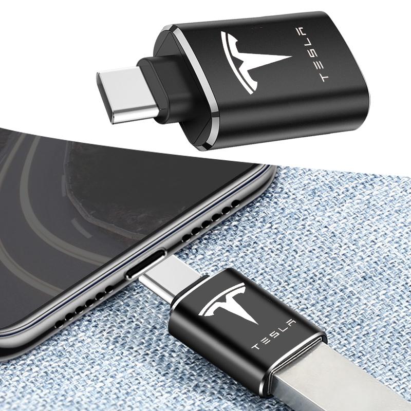 1Pcs Car Charging Adapter Type-C To USB Converter Car Accessories For Tesla Model 3 Model X S 2016-2020 Decals TM3 TMX TMS Decal