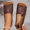 2026 Autumn New  Leather Square Toe Flat Loafers Retro Soft Sole Comfortable Women's Slip-on Shoes