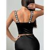 Outfitgirl Niche Design Flower Chest Wrap Diamond Decorations Short Chest Wrap Fishbone Sexy Look Fairer Slimming Vest