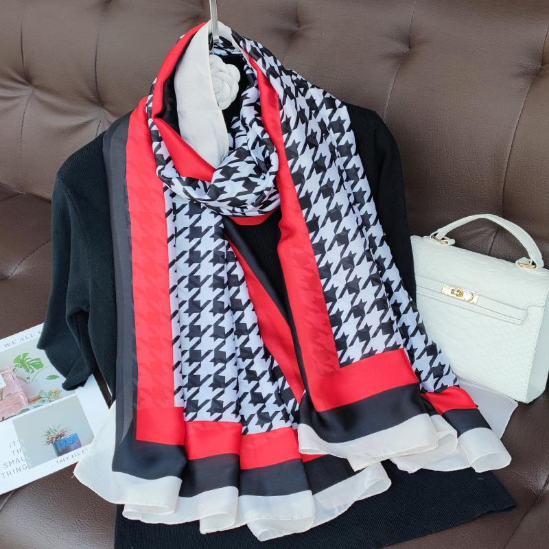 180*90cm muffler fashion Luxury Brand Scarf Women New Style Fashion Color Matching Print Silk Lady Popular Headcloth Beach Shawl