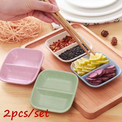Wheat Straw Seasoning Plate Calf Sauce Vinegar Tableware Dinner Plate Sauce Plate Multi-purpose Draining Plate