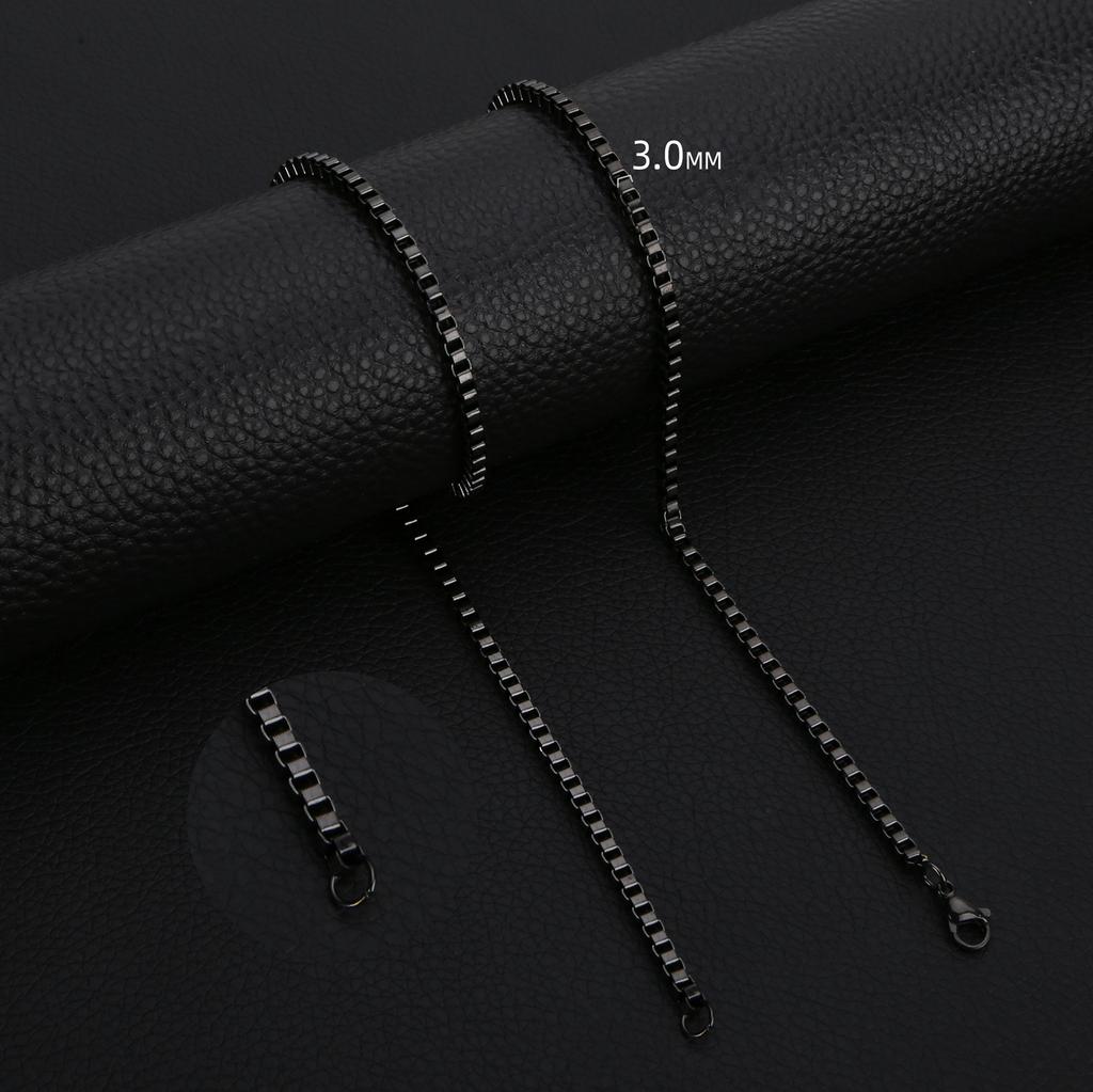 HIYEE 1.5 To 3 MM Thick Stainless Steel Box Chain Necklaces For Men And Women Jewelry Link Chokers With 18 To 24 Inches